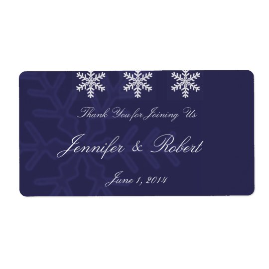 Étiquette de l'eau de mariage d'hiver de flocon de