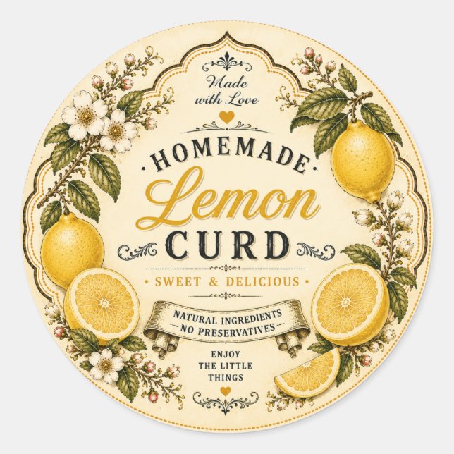 Étiquette de Lemon Curd VIntage (Devant)