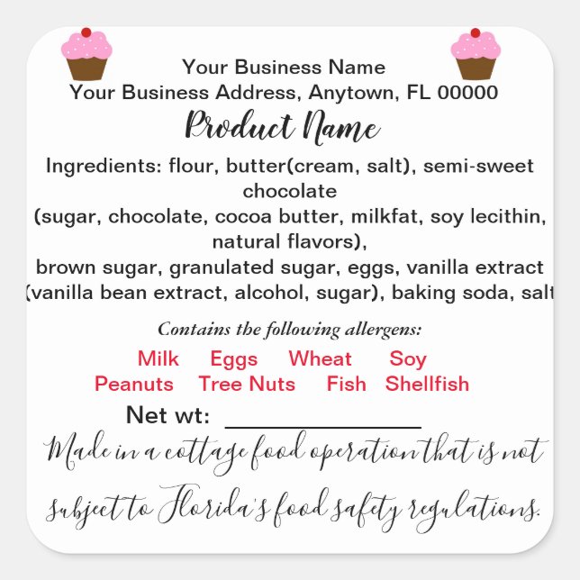 Étiquette de l'étiquette de droit alimentaire FLOR (Devant)