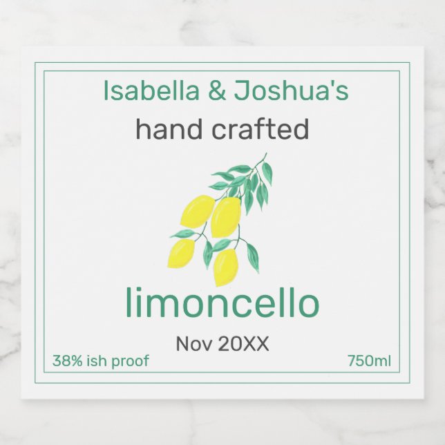 étiquette de limoncello fait maison avec amour (Étiquettes simples)
