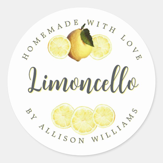 Étiquette de Limoncello fait maison sur mesure (Devant)