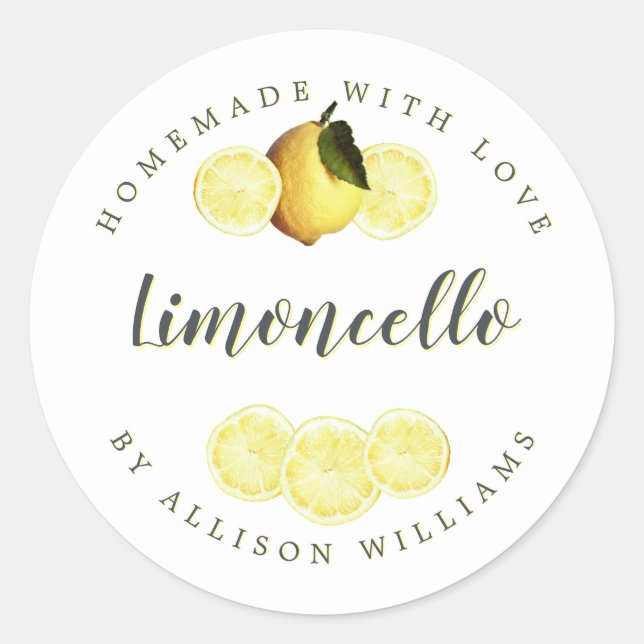 Étiquette de Limoncello fait maison sur mesure (Devant)