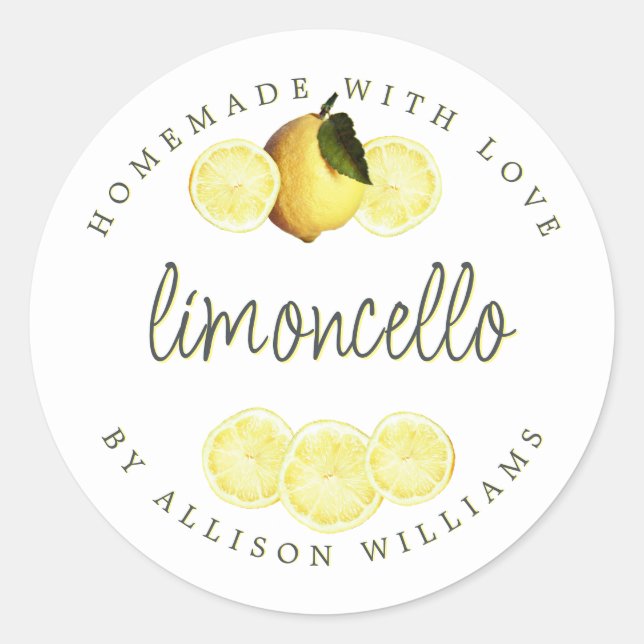 Étiquette de Limoncello fait maison sur mesure (Devant)