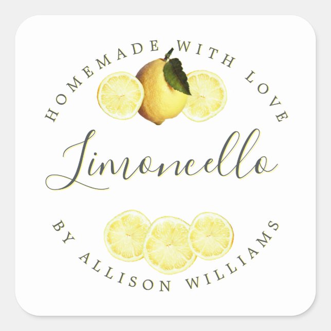 Étiquette de Limoncello fait maison sur mesure (Devant)