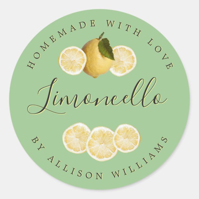 Étiquette de Limoncello fait maison sur mesure (Devant)