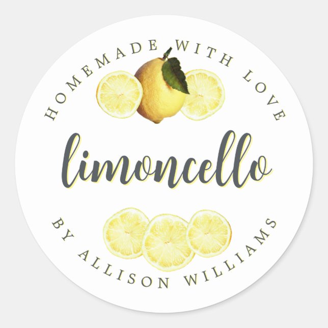 Étiquette de Limoncello fait maison sur mesure (Devant)