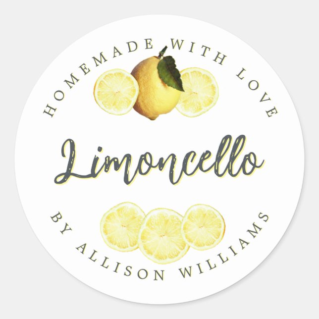 Étiquette de Limoncello fait maison sur mesure (Devant)