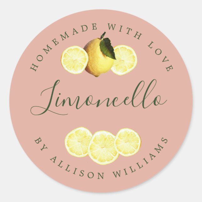 Étiquette de Limoncello fait maison sur mesure ros (Devant)