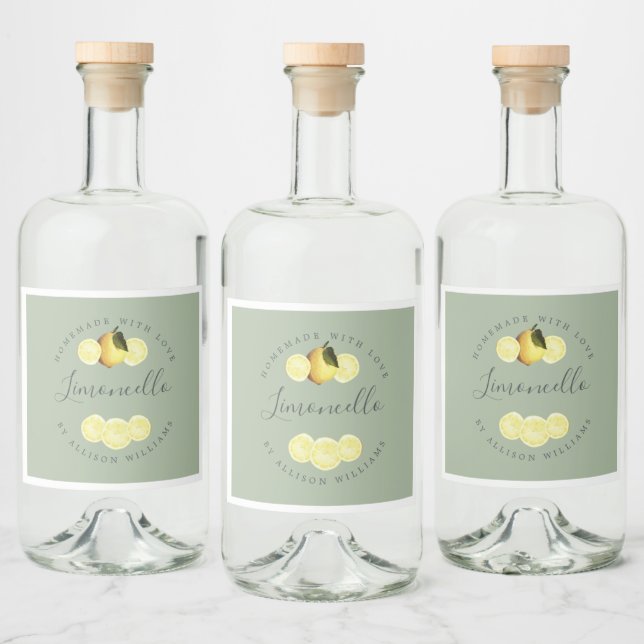 Étiquette de limoncello Laurel Green sur mesure (Bouteilles)