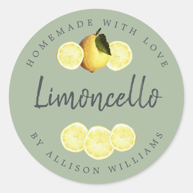 Étiquette de Limoncello sur mesure Laurel Green (Devant)