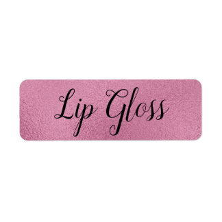 Étiquette de lipgloss métallique rose