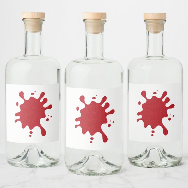 Étiquette de liqueur à éclaboussure d'encre rouge  (Bouteilles)
