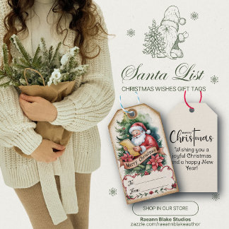 Étiquette de liste de Noël pour cadeaux vintage