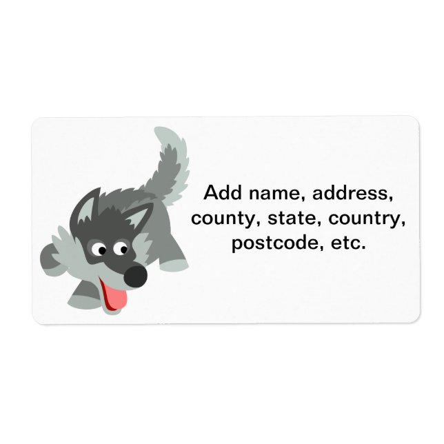 Étiquette de livraison de loup de caricature Curie (Devant)