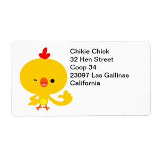Étiquette de livraison de poulet au caricature Coo