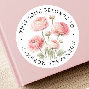 Étiquette de livre de bibliothèque de fleur de ren