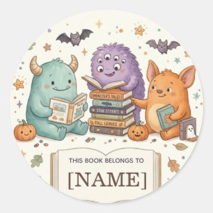 Étiquette de livre de monstre d'Halloween personna