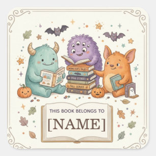 Étiquette de livre de monstre d'Halloween personna