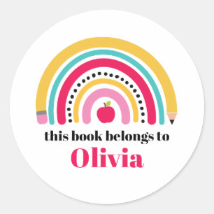 Étiquette de livre personnalisée avec arc-en-ciel 