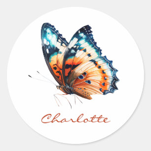 Étiquette de livre personnalisée papillon aquarell