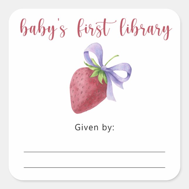 étiquette de livre pour Baby Shower à thème fraise (Devant)