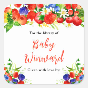 Étiquette de livre pour Baby Shower Été Fruits Rou