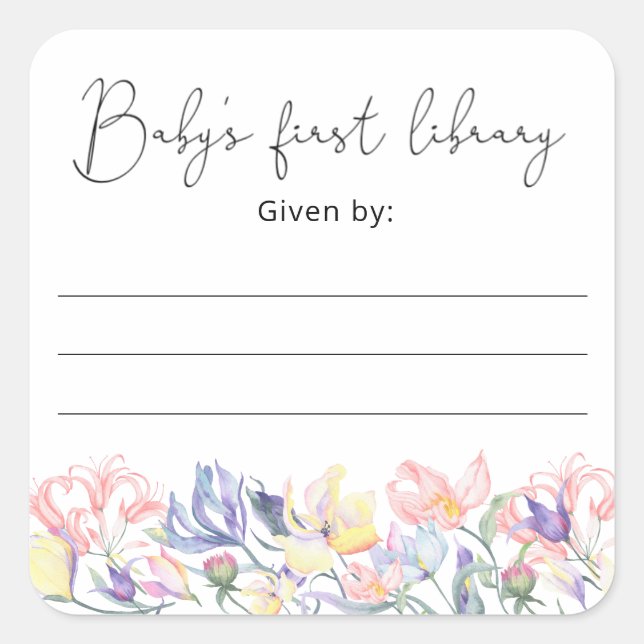 Étiquette de livre pour Baby Shower Fleurs sauvage (Devant)