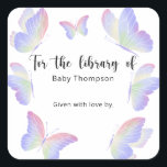 Étiquette de livre pour Baby Shower papillon, livr<br><div class="desc">Invitation Baby Shower papillon arc-en-ciel aquarelle. Bisous de papillon et vœux de bébé pour une fille. Invitation Baby Shower papillon assortie disponible.</div>