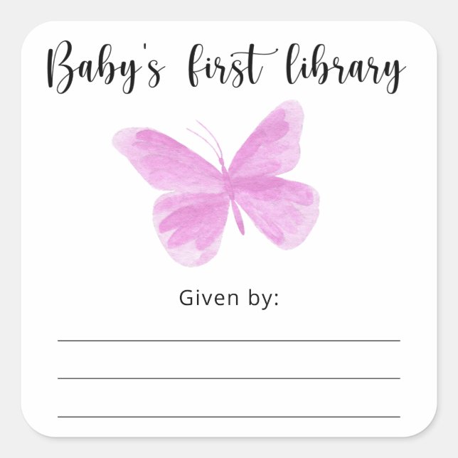 Étiquette de livre pour Baby Shower papillon, livr (Devant)