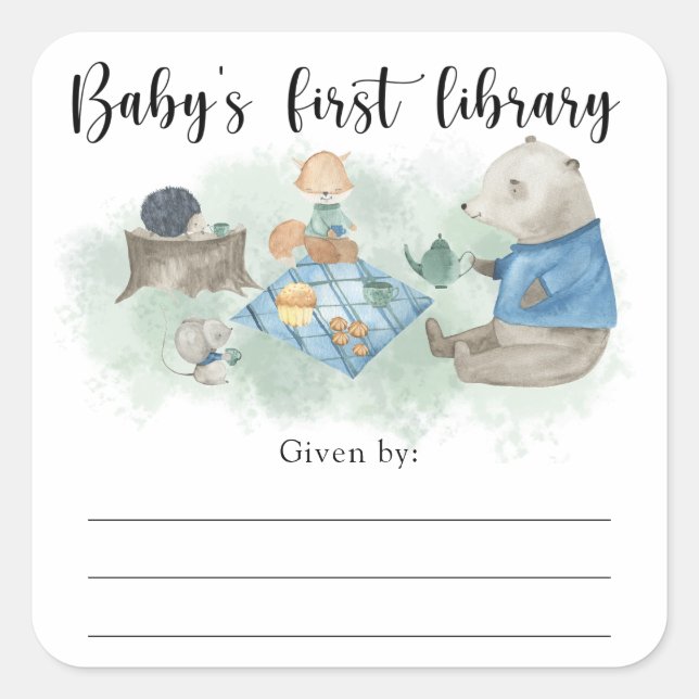 Étiquette de livre pour baby shower thème forêt, l (Devant)