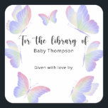 Étiquette de livre pour Baby Shower thème papillon<br><div class="desc">Invitation Baby Shower papillons aquarelles arc-en-ciel. Bisous de papillon et vœux de bébé pour une fille. Articles assortis disponibles.</div>