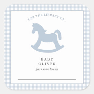 Étiquette de livre pour bébé garçon à carreaux ble