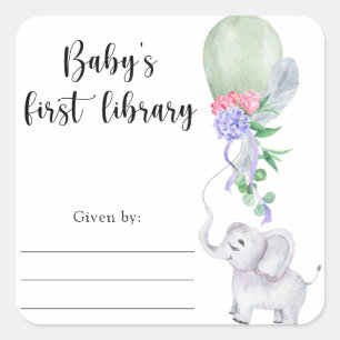 Étiquette de livre pour la Baby Shower Éléphant, l