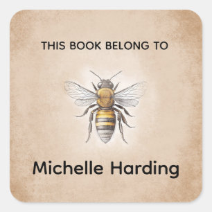 Étiquette de livre vintage abeille   “Ce livre app