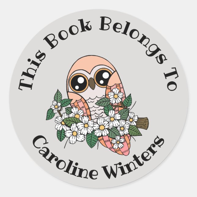 Étiquette de livres Pastel Owl (Devant)