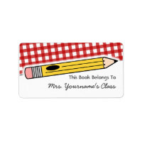 Étiquette de livres scolaires Pencil & Red En vich