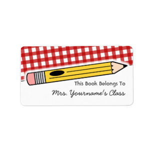 Étiquette de livres scolaires Pencil & Red En vich