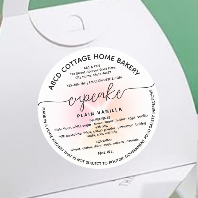 Étiquette de loi Modern Cupcake Cottage (Créateur téléchargé)