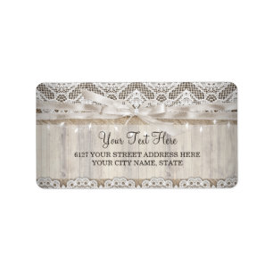 Étiquette de lumières de mariage en bois de dentel