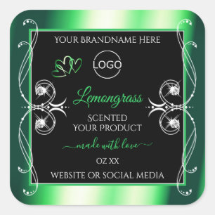 Étiquette de luxe Emerald Green Black avec logo