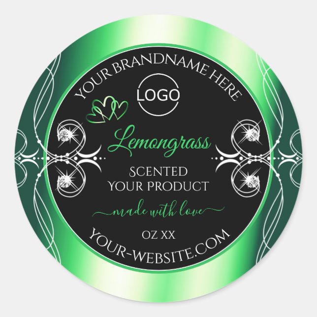 Étiquette de luxe Emerald Green Black avec logo (Devant)