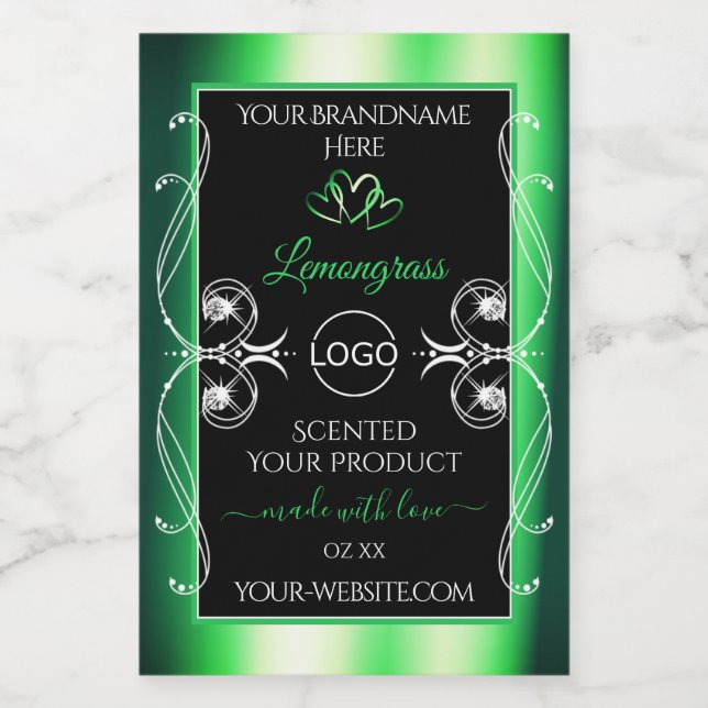 Étiquette de luxe Emerald Green Black avec logo (Étiquettes simples)