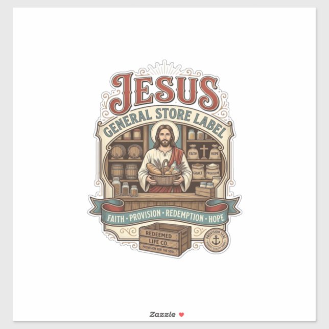étiquette de magasin général Jésus Magasin général (Feuille)