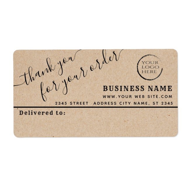 Étiquette de mailing commerciale simple merci logo (Devant)