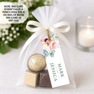 Étiquette de mariage à fleurs blanches roses (1x3