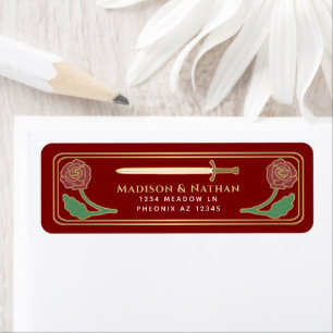 Étiquette de mariage à l'épée dorée de fantasy méd