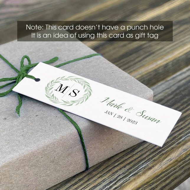 Étiquette de mariage à monogramme de couronne vert (Créateur téléchargé)
