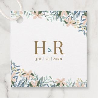 Étiquette de mariage à monogramme de fleurs sauvag