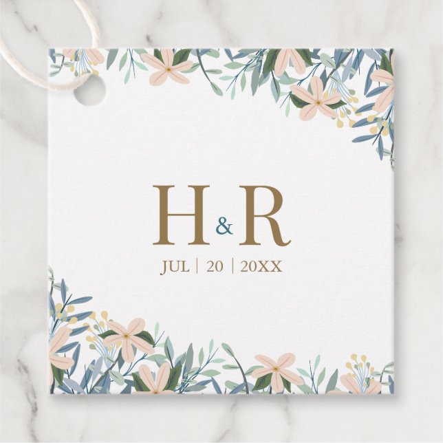 Étiquette de mariage à monogramme de fleurs sauvag (Devant)