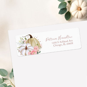 Étiquette de Mariage Automnal Fleurie Rose Pâle Ci